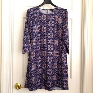 As U Wish Dress Size Medium Blue 3/4 Sleeves